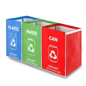 가정 내 주방 사무실용 별도 재활용 쓰레기통 봉투 - 대형 견고한 이중 손잡이 10갤런 쓰레기 분류통