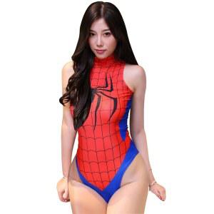 럭키투바이 여성용 원피스 하이컷 슈퍼히어로 코스프레 레오타드 바디수트 테디 수영복 세트