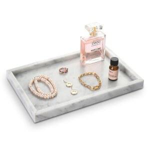 하마카와 대형 욕실 모던 주방 조리대 화이트 리얼 트레이 트레이, 변기 카라라 탱크 마블 비누 내추럴 12인치, 디스펜서 드레서 스톤 정리함, 세면대, 카운터용