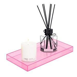 카운터탑용 로열리타 아크릴 욕실 주얼리 배니티 디스펜서용 타월 & 게스트 메이크업용 트레이, 홀더 냅킨 캔들, 향수 트레이 핑크 아로마테라피, 컵 비누