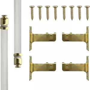 놀라운 드레이퍼 하드웨어 7/16인치 황동 끝이 있는 흰색 원형 새시 커튼봉 2개 세트(하드웨어 포함) -