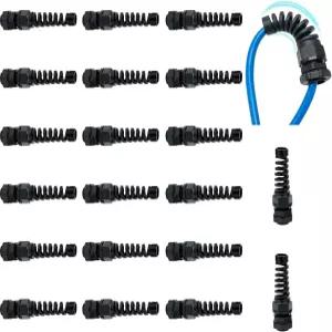 Aandxmok 20개 방수 케이블 글랜드 PG7 나사산(3-6.5mm) PA66 재질 와이어 그로밋 스트레인 릴 코드 커넥터