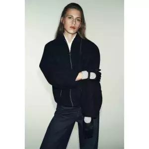 ZARA 페이크 레더 콤비 장갑 - 블랙