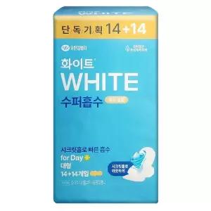 화이트 생리대 수퍼흡수 슬림 대형 14+14매 X 1팩 날개형