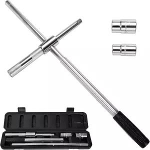 야룽 25인치 확장 러그 렌치 보관함이 있는 4방향 휠 너트 세트 크로스 렌치용 타이어 언 제거기 노동력