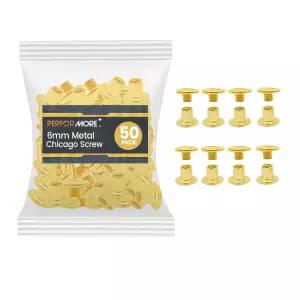 시카고 나사 포스트 바인딩 50팩 스크랩북 사진 앨범 가죽 수리를 위한 6mm 황동 도금 금속