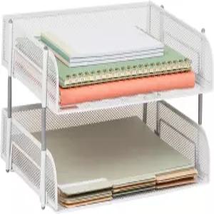 마인드 리더 스태커블 종이 트레이 데스크톱 정리함 파일 저장 사무실 금속 메시 13.5인치 L x 10인치 W