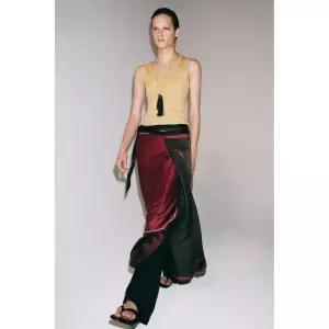 ZARA 비스코스 100% 프린트 파레오 스카프 - 석류