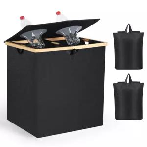 주방용 OTraki 140L 재활용 쓰레기통 뚜껑이 있는 대형 가정용 병 캔 유리 폐플라스틱 블랙