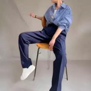 [신상오픈런]여성용 스트라이프 패턴 면혼합 여유핏 셔츠 블라우스 (41315327)