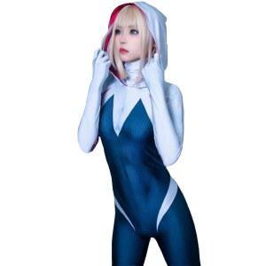 여성용 케이스프레 스파이더 코스프레 바디수트, 3D 스타일 할로윈 화이트 코스튬