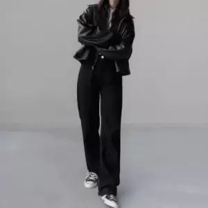 [신상오픈런]여성용 블랙 루즈핏 가죽 자켓 데일리 시크 스타일 (42007435)