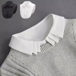 2컬러 겹겹 페이크넥 카라셔츠 넥케이프 더블카라 eZX6+5rqh