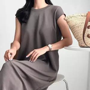 [신상오픈런]여성 여름용 스판 박시 롱원피스 캡소매 마실룩 (39180336)