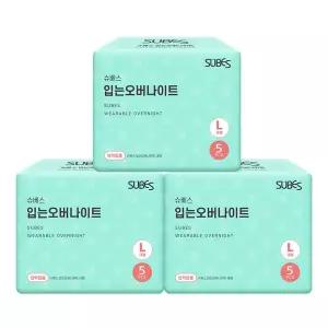 슈베스 입는 오버나이트 팬티형 생리대 대형 특대형 5P x3팩 입오버 입는생리대