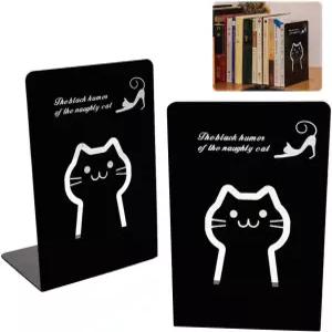 2Pcs 메탈 고양이 북엔드 빈티지 장식 사무실 홈북엔드 재미있는 귀여운 레트로 디자인 선반 및 현대적인