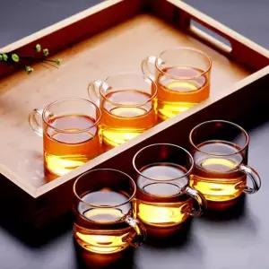 힐링 티타임 내열 유리찻잔 6p 세트 손잡이 유리잔 커피잔 물잔