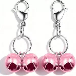 IVIA PET 4세트 개 목걸이 참 트레이닝 펫 펜던트 액세서리 스테인리스 스틸 태그 클립 2팩(X-스몰 핑크