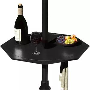 선데일 야외 조절식 우산 테이블 LED 23인치 휴대용 폴리곤 트레이 1.5피트 파티오 기둥 검은색