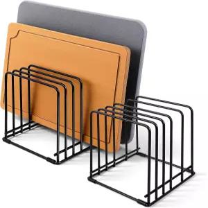 아프카바킬라 주방 캐비닛 정리함 베이킹 팬 2개 프라이팬 5개 슬롯이 있는 스틸 쿠킹 시트 도마 및 트레이