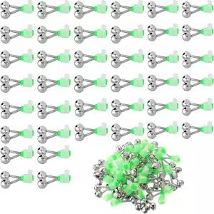 웨일리티 낚시 벨 40팩 낚싯대용 물고기 물림 미끼 경보 야간 얼음 낚시용 이중 클립 포함