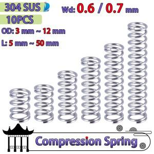 와이어 직경 0.6mm 304 스테인레스 스틸 마이크로 소형 압축 스프링 OD 3mm/4mm/5mm/6mm/7mm/8mm/9mm/10mm/