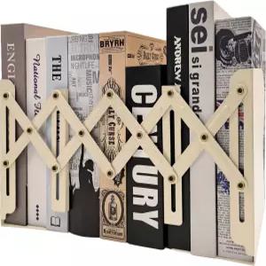 KIROYAL 조정 가능 북엔드 비스키드 장식 무거운 책을 위한 금속 책상과 잡지를 책장 정리함 홀더(베이지)