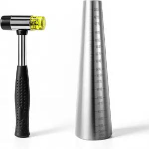 양방향 고무 망치 스테인리스 스틸 팔찌를 포함한 팔찌 맨드릴 사이즈 세트 - 눈금 조정 팔찌로 보석