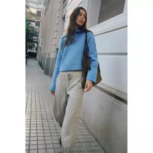 ZARA 지퍼 니트 재킷 - 블루