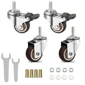 스템 캐스터 휠 가구 휠  TPR 나사 로드 카트 트롤리용 회전 1/1.25/1.5/2 인치