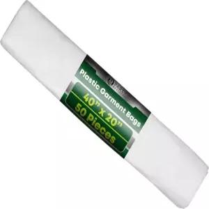 파티 특가 40 x 20 인치 일회용 투명 의류 가방 50 팩 - 정장 드레스 코트 옷장 및 여행용 헤비 듀티