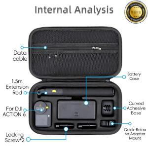 휴대용 케이스 핸드백 숄더백 PU 방수 저장 배터리 충전기 셀카봉 어댑터 박스 DJI OSMO Action 6 카메라용