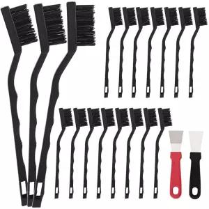 Jikvmis 15 PCS 미니 나일론 브러시 세트 용접 슬래그 및 녹슨 곡선 핸들 브러시(나일론 15) 청소용