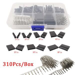 310 피스 2.54mm 듀폰 하우징 케이블 점퍼 와이어 커넥터 키트 1/2/3/4/5/6/8Pin 수 크림프 핀 + 암 터미널