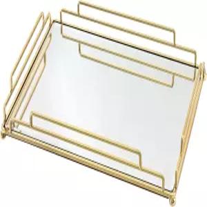 타이센 거울 트레이 모던 스타일 골드 배니티 향수 욕실 침실용 (샴페인 골드)