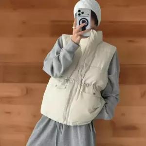 여성 하이넥 패딩 조끼 푸퍼 스트링 포켓 겨울용 (42510732)