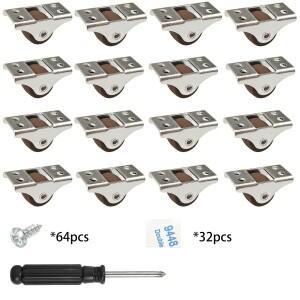 0.5 인치 소형 캐스터 휠 로우 프로파일  고무 롤링 카트 서랍 용 미니 소형 리지드 사일런트