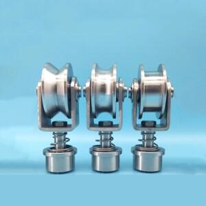 304 스테인레스 스틸 베어링 회전 범용 풀리 U/V/H 그루브 가이드 휠 스프링 충격 캐스터 슬라이딩 도어 트