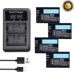 Canon EOS 5DS R Mark II 6D 7D 카메라 용 LED 듀얼 충전기가있는 2650mAh LP-E6 배터리