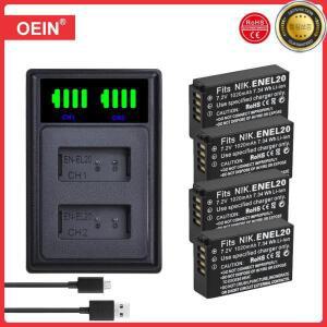 EN-EL20 배터리 및 LCD 듀얼 충전기 Nikon Coolpix P1000 1 j1 J2 A 용 4 개