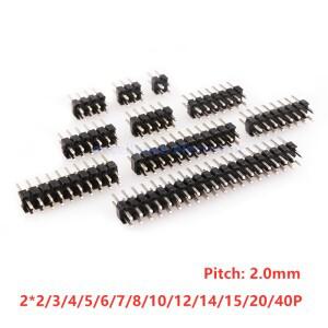 수컷 헤더 핀  2x2  3  4  5  6  7  8  10  12  20  40P  2mm 더블 로우 10피스/로트  스트립 커넥터  금도