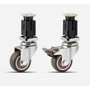 4팩 2인치 정사각형 튜브 캐스터 - 헤비 듀티 25mm/30mm 확장 회전 바퀴  가구용 저소음 고무 카트