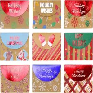 코니칼 크리스마스 홀리데이 포일 엠보싱 크래프트 기프트 카드 홀더 박스 9개 세트