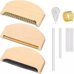 레몬로드 3개 나무 보푸라기 빗 캐시미어 3스타일 수동 패브릭 면도기 재봉 바늘 포함 다양한 스웨터