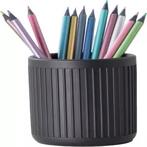 아오티 공예 - 책상용 콘크리트 현대 산업용 펜 홀더 에스테틱 미니멀리스트 블랙 수공예 시멘트 플룻 컵