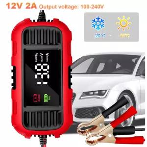 자동차 배터리 충전기 디지털 디스플레이 스마트 충전 도구 트럭 배터리용 트리클 유지기 12V 2A