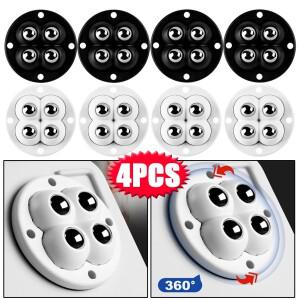 가구용 휠  360 ° 스테인레스 스틸 롤러  자체 접착 풀리  쓰레기통 보관함 정리함용 범용 캐스터  4 개