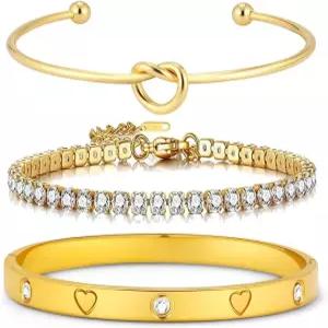 FAFUGA 18K 골드 도금 러브 뱅글 팔찌 스택 커프 여성용 주얼리 세트 박스 포함 선물