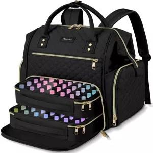 Awlcaw 대형 네일 폴리시 정리 가방 백팩 70병 이상(15ml/0.5 fl.oz) UV 램프 정리함 및 2개의 탈착식
