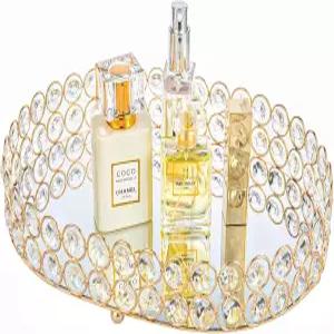 페얄 크리스탈 향수 트레이 베니티 메이크업 오거나이저 장식용 주얼리 장신구 화장 도구 스킨 케어 수납